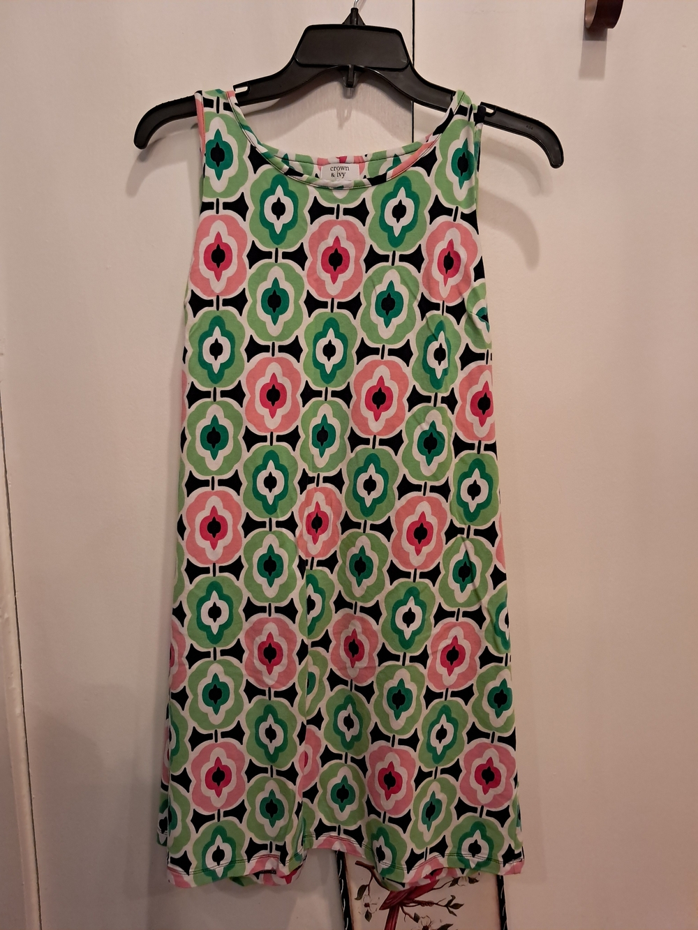 crown & ivy Pink and Green Geometric Midi Dress
